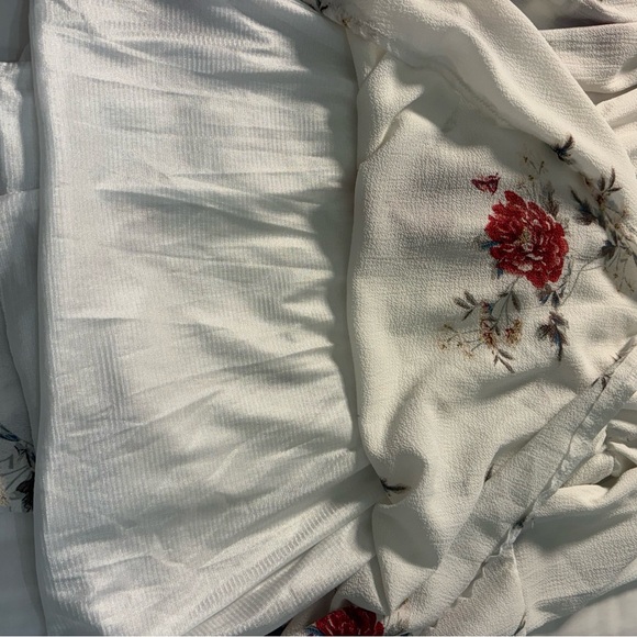 Romwe Cottagecore Off Shoulder Floral Dress Peasant Boho Mini Ivory M - Picture 10 of 11